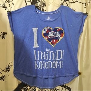 Disney Parks Epcot United Kingdom Tee Mickey Mouse Plus Size Souvenir Blue 2X